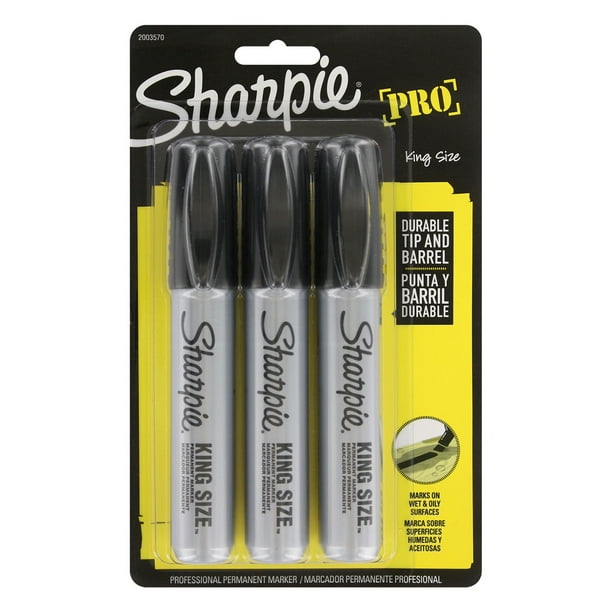 Sharpie Pro King Size Permanent Markers, Chisel Tip, Black Ink, 3Count