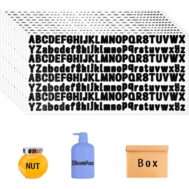 LAICAIW 2080pcs Letters Stickers, 10 Sheets Vinyl Alphabet Stickers 1/2 Inch Uppercase & Lowercase Stick Board Small Decals Scrapbook Classroom (Black)