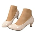 thumbnail image 3 of YLYL Women's Pumps Patent Leather Kitten Heel Pointed Toe Slip on Fashion Business Office Dress Shoes, 3 of 5