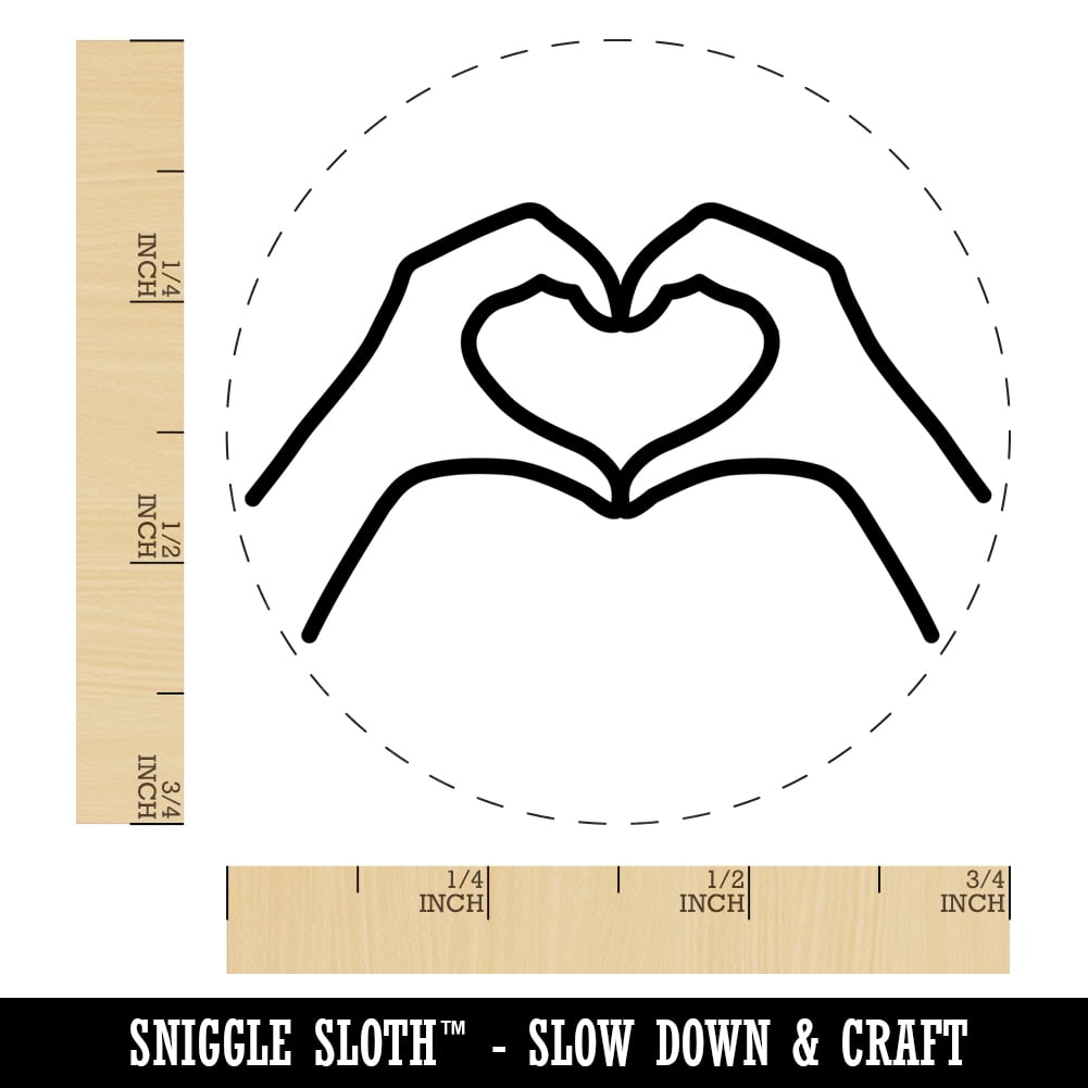 Hands Making Heart Self-Inking Rubber Stamp Ink Stamper - Black Ink - Small 3/4 Inch