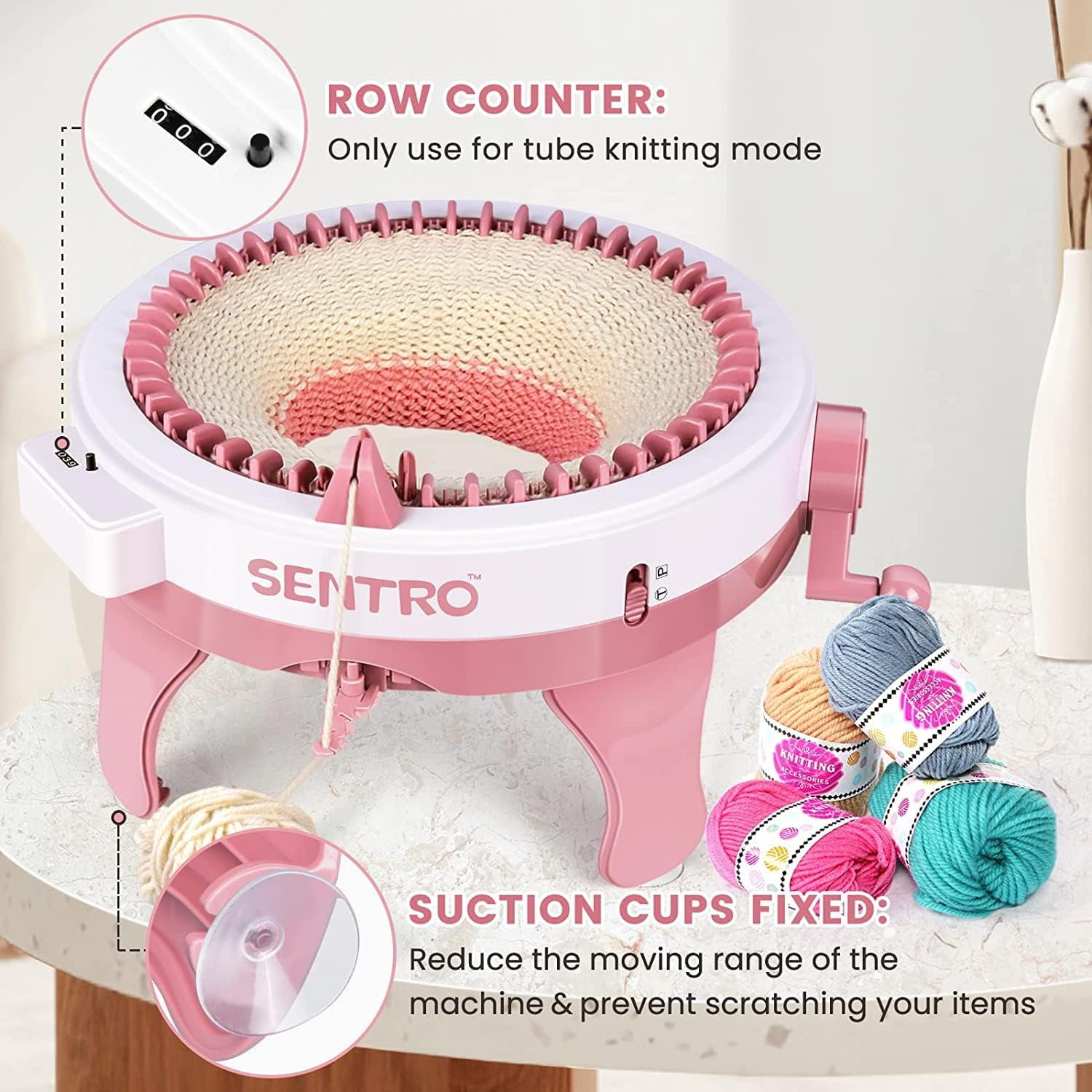 Knitting Machines 48 Needles,Smart Knitting Crochet Machine, Knitting Crochet Machine with Row Counter,Weaving Loom Machine Kit for Adults,DIY Board Rotating Double Knit Kit