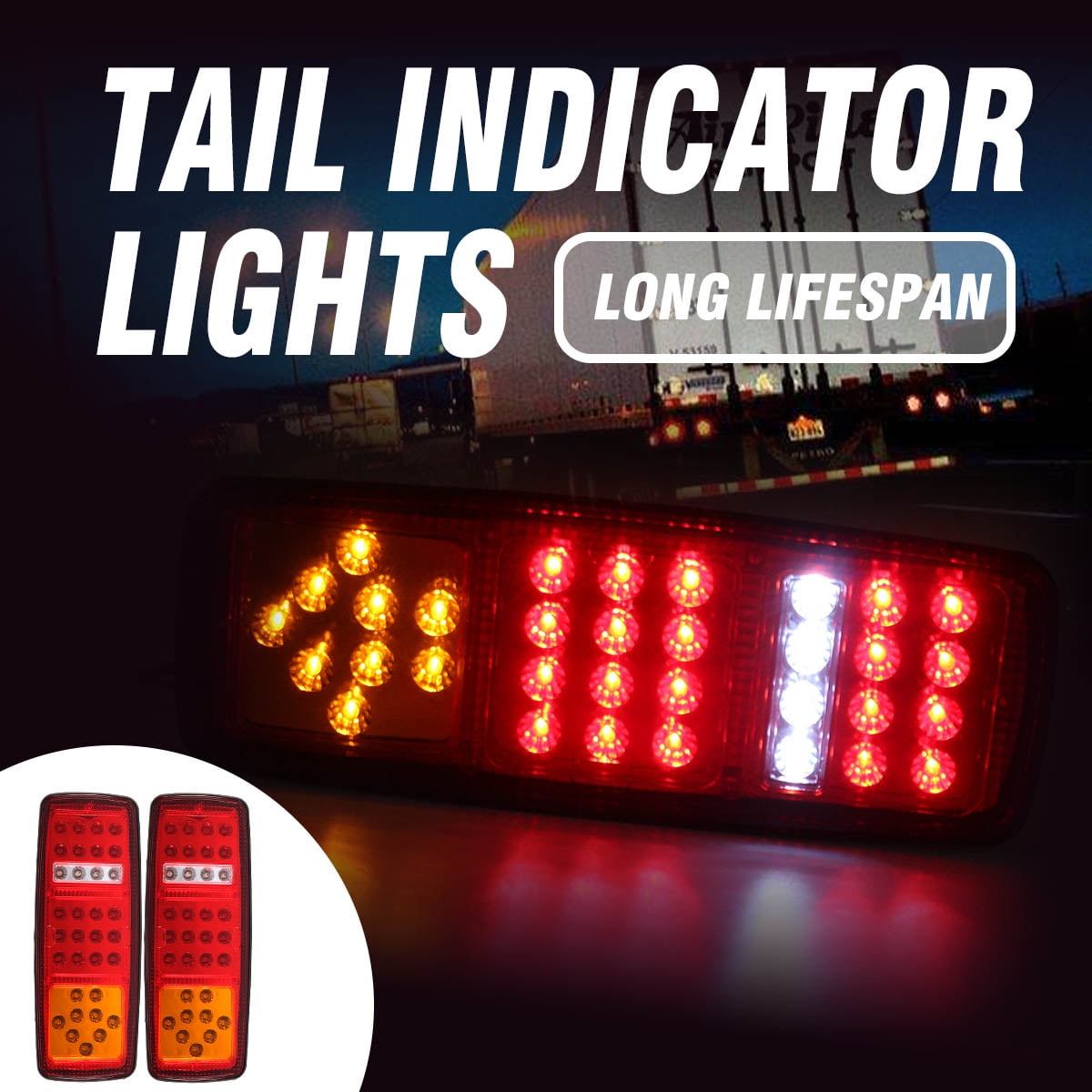 2x 33 LED Stop Brake Rear Tail Light Indicator Reverse Lamp 12V Trailer Truck RV