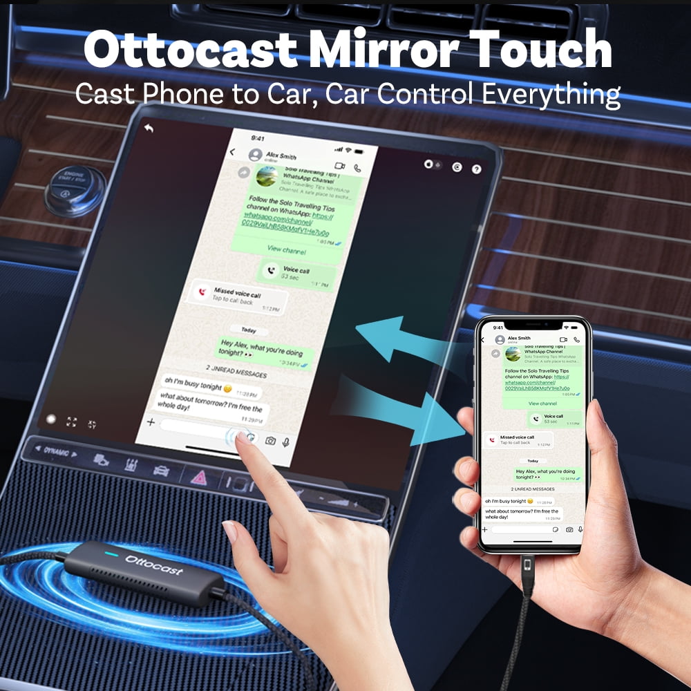 Ottocast Mirror Touch Wireless CarPlay Adapter That Lets