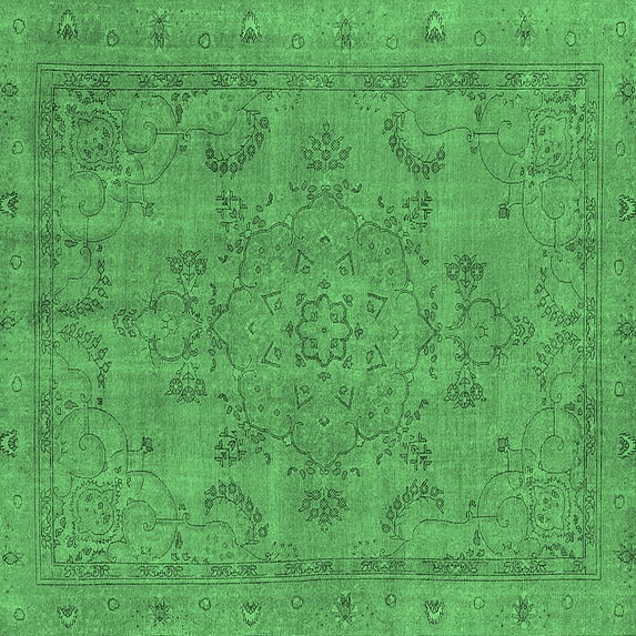 Ahgly Company Indoor Square Oriental Emerald Green Industrial Area Rugs, 8' Square