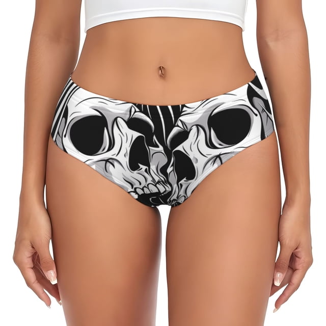 Balery Psychedelic Skull Illusion Art Ropa Interior de Algodón para Mujer con Dibujo – Braguitas Cómodas y Elásticas, Estilo Clásico-X-Small