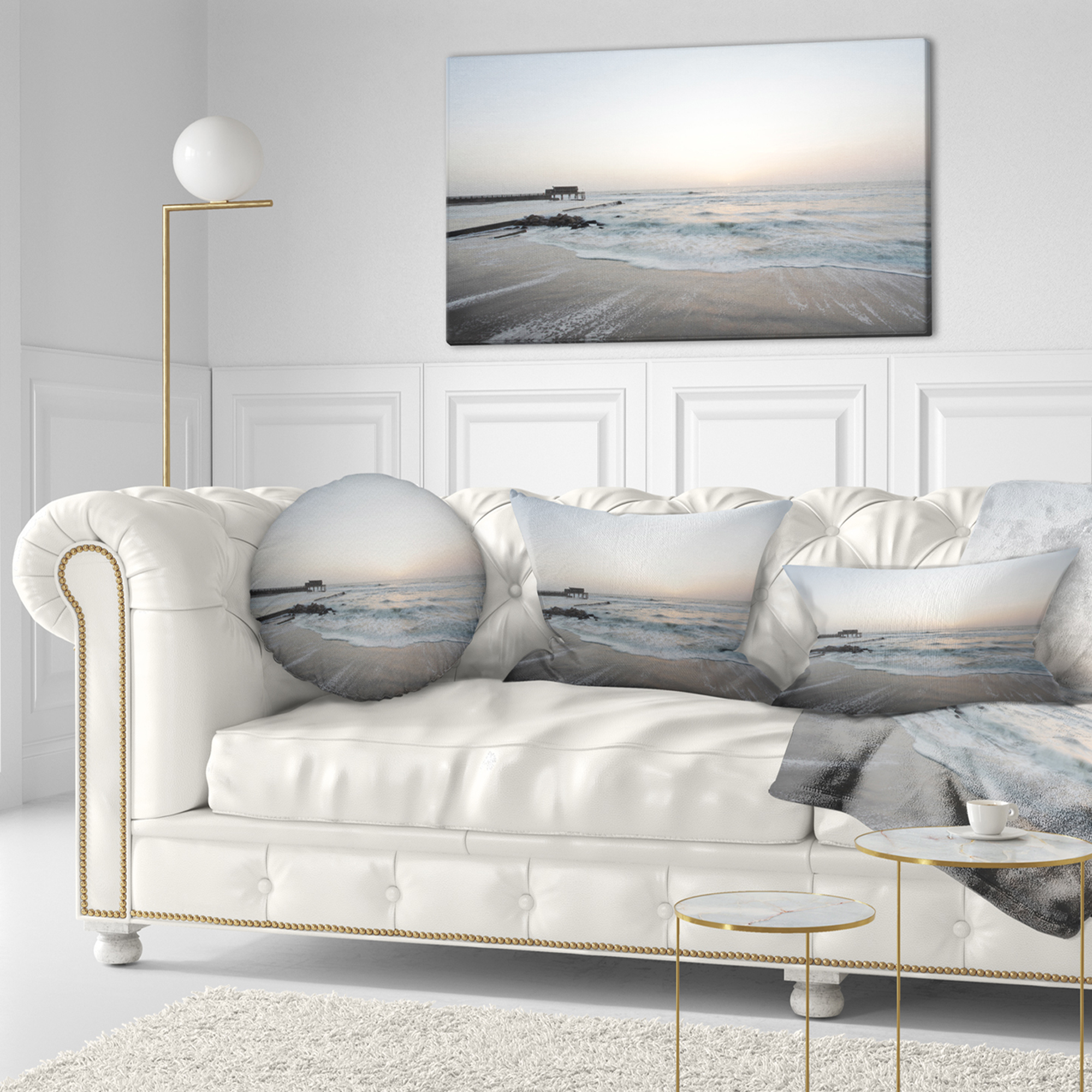 Designart 12" x 20" Blue Polyester Throw Pillow