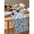 thumbnail image 6 of Blue Coastal Table Runner Cotton Linen 108 Inch Holiday Dresser Scarves, Shell Floral Ocean Retro Tablerunner for Kitchen Coffee Dining Bedroom Home Living Room Dinner Scarf Décor 13''x108'', 6 of 9
