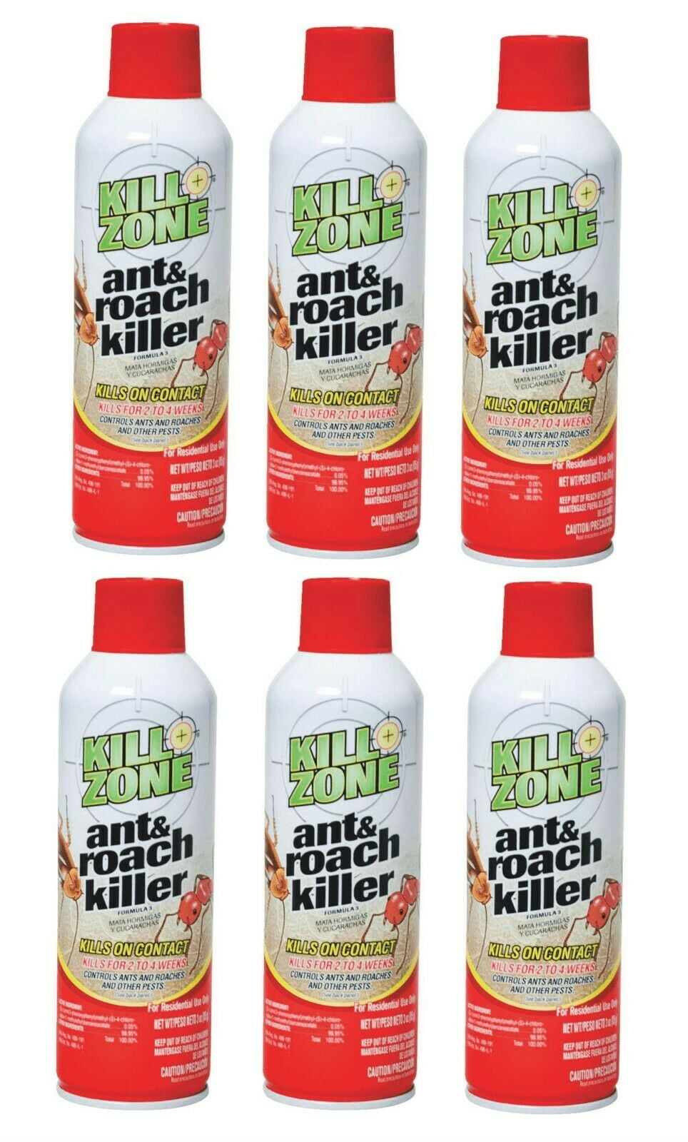 Roach Killer & Ant Killer - 6 Pack - Contact And Residual Kill Fleas Spiders Spray Can 3 Oz