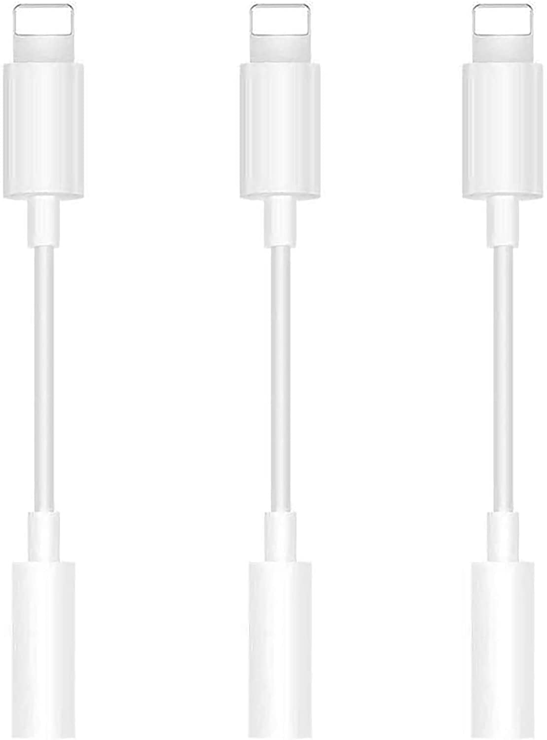 2 Pack Lighting to 3.5 mm Headphone Jack Adapter Earphone Earbuds Adapter Compatible with iPhone 11 Pro/Xs/Xs Max/XR/X/8/8 Plus/7/7 Plus Dongle Adapter 3.5mm AUX Audio Jack Connector White 