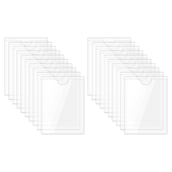 Uxcell 30Pcs Self Adhesive Index Card Pockets with Top Open for Loading, 3.1 x 2.4 Inch Clear Index Card Label Holder Photo Sleeves for Office Home Library Card Storage Bin
