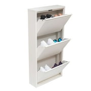 Mabel Home Modern 3-Drawer Shoe Cabinet, 3-Tier Shoe Rack Storage Organizer, (White) (3 Tier)