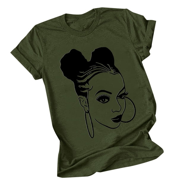 Tops de Manga Corta de las Mujeres, Cuello Redondo Impreso, Camiseta de Manga Corta para las Mujeres