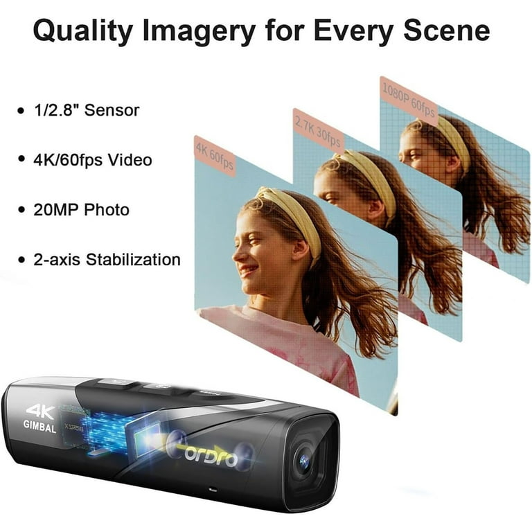 ORDRO EP8 4K Head-Mounted Video Camera Ultra HD 4K 60FPS Camcorder