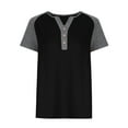 thumbnail image 6 of WREESH Women's Color Blocked V-Neck T-Shirt Summer Casual Henley Raglan Sleeve Top Black, 6 of 6