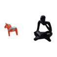 thumbnail image 1 of Figura coleccionable de caballo Dalecarlian, adorno sueco. Escultura animal para mesa, sala de estar, estante, oficina, librería, entrada o vitrina., 1 of 8
