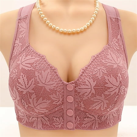 Baodmurt Wireless Bras for Women Lounge & Sleep Full-Figure Front Closure Lingerie  Underwear  Rose Gold 36ABC