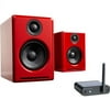 Bundle A2+ Limited Edition Premium Powered Desktop Speaker Package (Red) With B1 Bluetooth Music Receiver