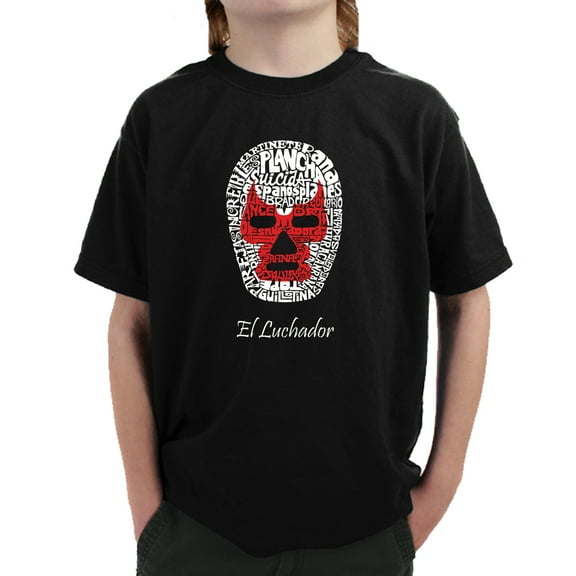 LA Pop Art Boy's Word Art T-shirt - MEXICAN WRESTLING MASK