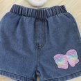thumbnail image 6 of Hiijoy Infant Girls Summer Outfits Bow Print Short Sleeve T-Shirt Denim Shorts Set, Sizes 9-12M, 6 of 7