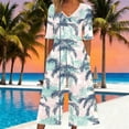 thumbnail image 2 of Edvintorg Jumpsuits for Women 2026 Summer Hawaiian Print Casual Short Sleeve V-Neck Back Zipper Wide Leg Jumpsuit with Pockets, 2 of 5
