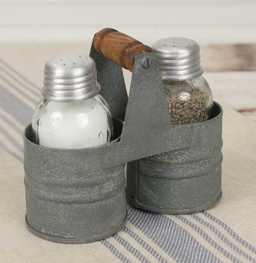 Rustic Salt and Pepper Mason Jar Double Can Caddy