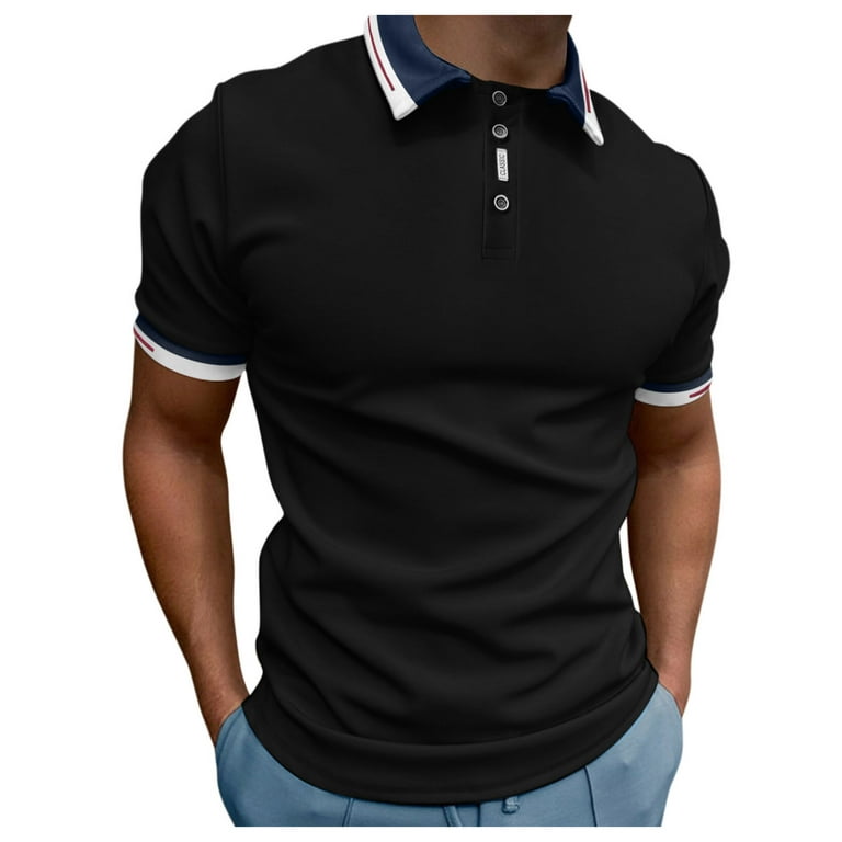 adviicd Black Magellan Shirts for Men Fashion Men's Performance Stripe Golf  Polo