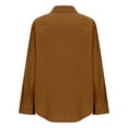 thumbnail image 4 of Outfmvch Cotton Button Down Shirts for Women V Neck Casual Summer Collared Tops Linen Tops for Women Boho Linen Shirts for Women Cotton Linen Roll Up Short Sleeve Brown 4XL, 4 of 5