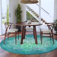 thumbnail image 3 of Round Rug 7Ft Washable Non-Slip, Turquoise Boho Circle Area Rugs for Living Room Bedroom, Oriental Abstract Motifs Traditional Bohemian Indoor Floor Mats Carpet Runner for Home Decor Aesthetic, 3 of 8