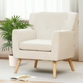 thumbnail image 2 of TrumanPick Accent Chair, Modern Upholstered Comfy Sofa Chairs, Fabric Mid-Century Armchair Button Tufted Lounge Chair for Living Room, Bedroom, Beige, 2 of 8