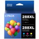 thumbnail image 1 of Paquete de 4 cartuchos de tinta 288XL de repuesto para Epson 288 XL T288 T288XL de mayor rendimiento para impresoras XP-440 XP-446 XP-330 XP-340 XP-430 XP-434 (negro, amarillo, magenta,, 1 of 3