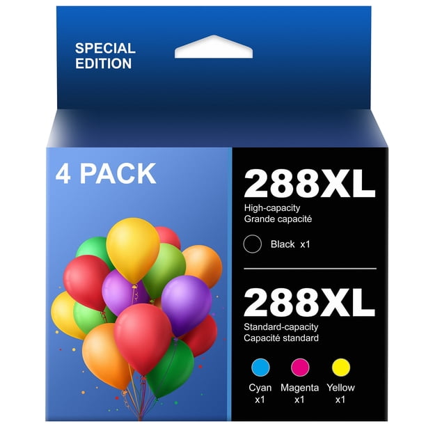 Paquete de 4 cartuchos de tinta 288XL de repuesto para Epson 288 XL T288 T288XL de mayor rendimiento para impresoras XP-440 XP-446 XP-330 XP-340 XP-430 XP-434 (negro, amarillo, magenta,
