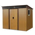 thumbnail image 3 of Remise de Rangement Extérieure Spacieuse en Métal 8 x 6 Pi Couleur Café avec Fenêtre et Ventilation, 3 of 9