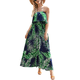 thumbnail image 2 of Vestidos de verano para mujer Vestido largo bohemio sin tirantes de porcelana azul y blanca, 2 of 5