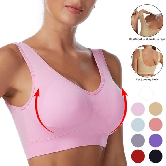 Pntutb Plus Size Womans Bras ,Ladies Traceless Comfortable One-Piece No Steel Ring Vest Breathable Gathering Bra Woman Underwear