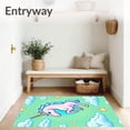 thumbnail image 3 of ODIKA 4x6 Machine Washable Non-Slip Area Rug, Magical Dreamland Unicorn with Starburst and Cloud Motifs High Traffic Rug with Pad, Green, 645752, 3 of 8