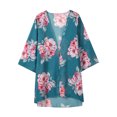 thumbnail image 1 of Nouveaux Hauts d'Été pour Femmes 2023 Manches Longues Mode Col Rond Manches 3/4 Imprimé Blouses Décontractées pour Sorties Chemises Grande Taille pour Femmes, 1 of 6