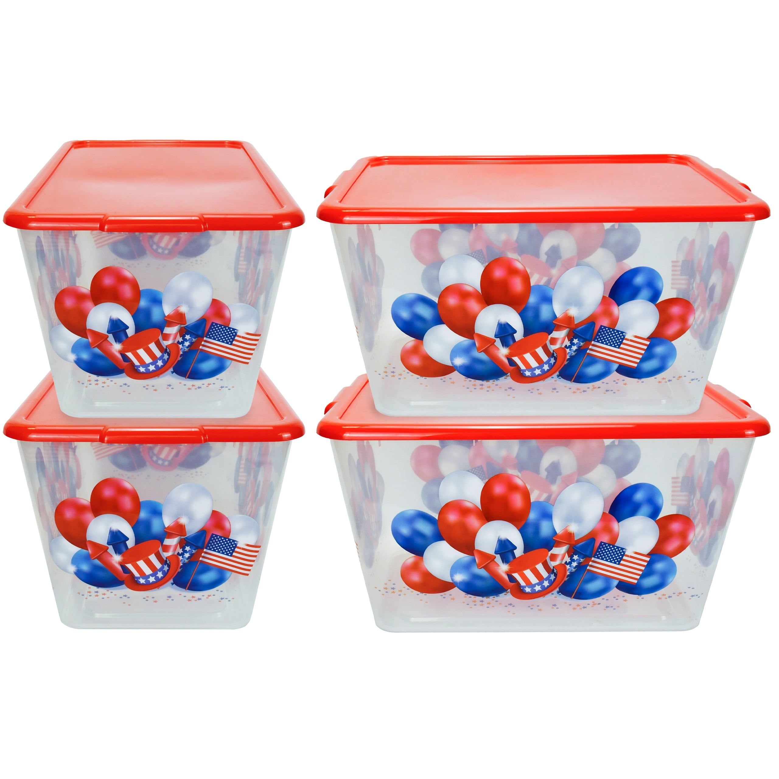 SimplyKleen 14.5-gal. Reusable Stacking Plastic Storage Containers Clear  with Lids, 9 Color Options(Pack of 4) 