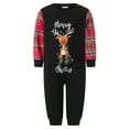 thumbnail image 2 of Hirigin Matching Christmas Pajamas For Family Letter Elk Print Long Sleeve Tops and Plaid Pants Sleepwear, 2 of 9