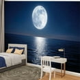 thumbnail image 2 of Peel and Stick Wallpaper Full Moon Ocean Starry Night Sky Reflection Water Modern Art Wall Mural Decor Self Adhesive and Removable 100in x 144in, 2 of 8