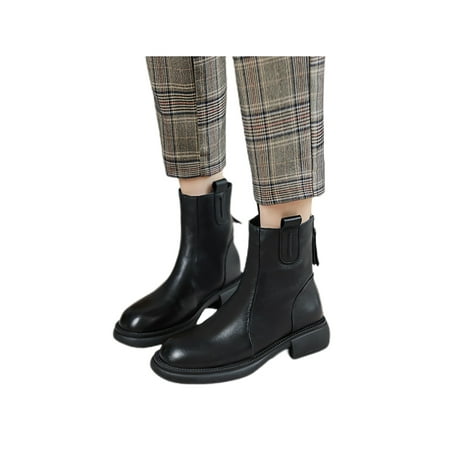 

Ferndule Women Waterproof Booties Formal Breathable Round Toe Ankle Boots Anti Slip High Top Chelsea Boot Black 5