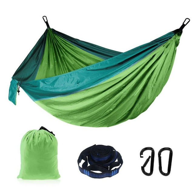 YOPTOP Hamac Double de Camping pour 2 Personnes Hamac Portable Extérieur pour Randonnée Sac à Dos Voyage Jardin Patio, Vert&Vert Foncé