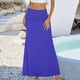 thumbnail image 2 of Falda midi acampanada elástica con fruncidos y cintura alta para mujer - Falda maxi informal de color liso, 2 of 4