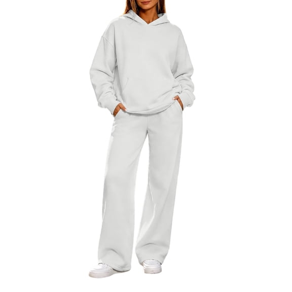 SZJXBUY Petite Sweatsuits for Women 5 Ft Short Oversized Fall 2 Piece Matching Sweat Sets Plus Size Hoodies & Baggy Wide Leg Pants Outfits Gray,L