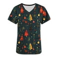 thumbnail image 4 of JINGWANGYHBD Fall Savings Womens Christmas Scrub Shirts Funny Print Nurse Uniform V-neck Short Sleeve Tops with2 Pockets Holiday Comfy Casual Uniforms, 4 of 5