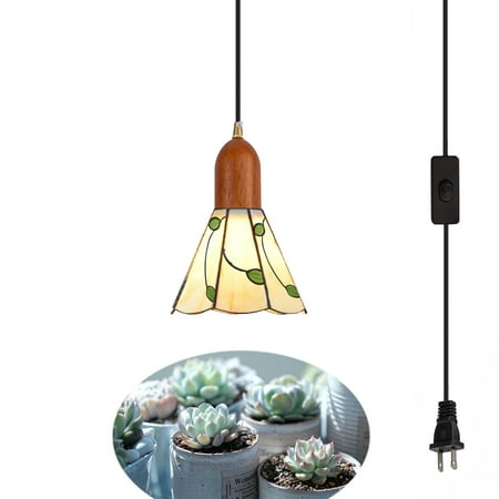 

FSLiving Hanging Grow Light for Indoor Plant Full Specturm Plug in Plant Light with 4500K 10W Focusing Grow Spotlight Bulb Green Leaves Freehand Glass Shade for Indoor Seed Flower Output - 1 Pack