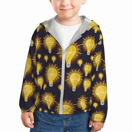 

Sun Hoodie for Kids ider Light Bulb Pattern Long Sleeve Swim Fishing Shirts Sun Protection Zip Up Jacket Clothing Athletic Hoodie