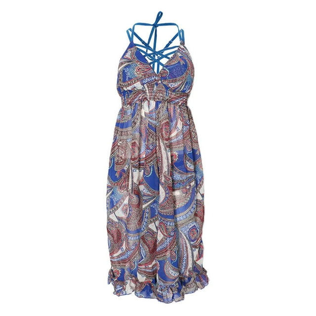 Traje de baño de 3 piezas para mujer Colcomx Estampado bohemio Halter