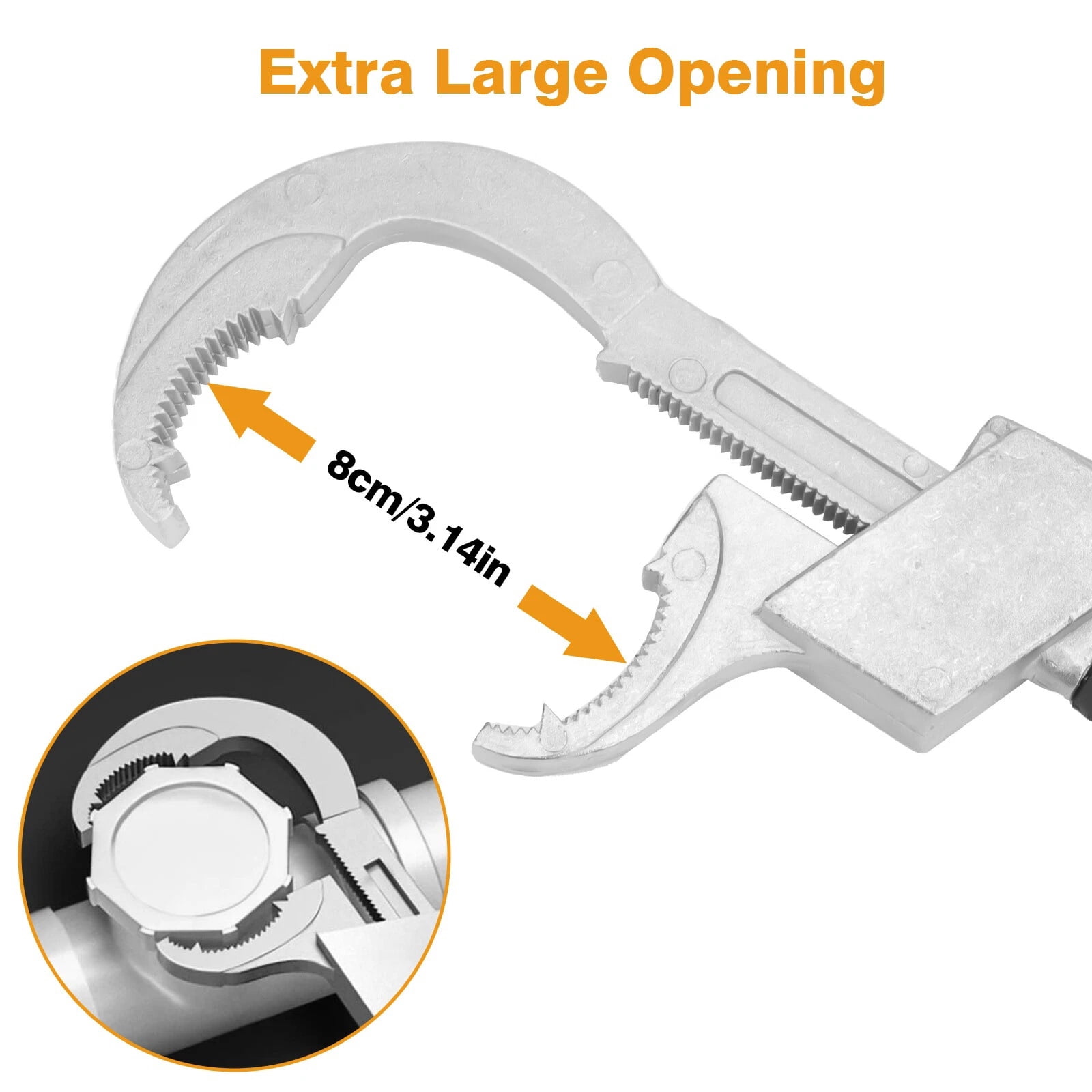TAPDRA Universal Adjustable Wrench With Hexagonal Round Chucks For Sink Toilet Bathroom Pipe Valve Repair Work