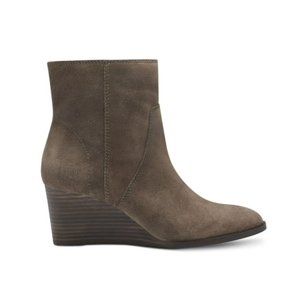 

LUCKY BRAND Womens Brown Side Goring Stretch Comfort Wafael Almond Toe Wedge Leather Booties 8.5 M