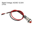 thumbnail image 3 of Unique Bargains AC/DC 12V/24V 8mm Convex Panel Mount Red Indicator Light with 150mm Cable, 2 Pack, 3 of 5
